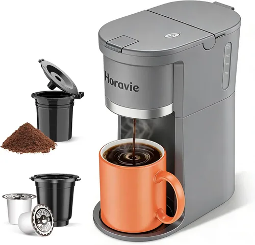 Miniatura 10 de Horavie Cafetera pequeña de una sola porción, cafetera rápida de una taza para cápsulas K Cup y café molido, tamaños de preparación de 6 a 12 onzas