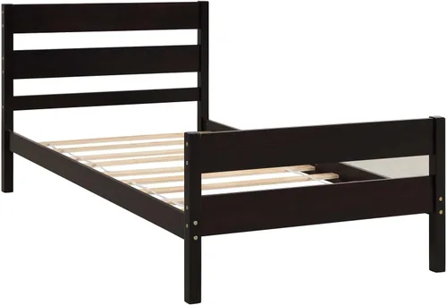 Miniatura 5 de Base de cama de plataforma de madera de tamaño individual con cabecera y estribo de estilo moderno, marco de cama de madera con patas de soporte