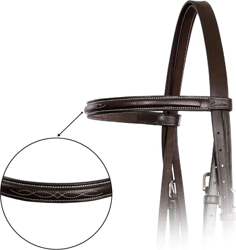 Miniatura 6 de Exion Hunter - Brida inglesa con riegas con cordones, brida inglesa cosida de lujo Brida de cuero de primera calidad con herrajes de acero Habana