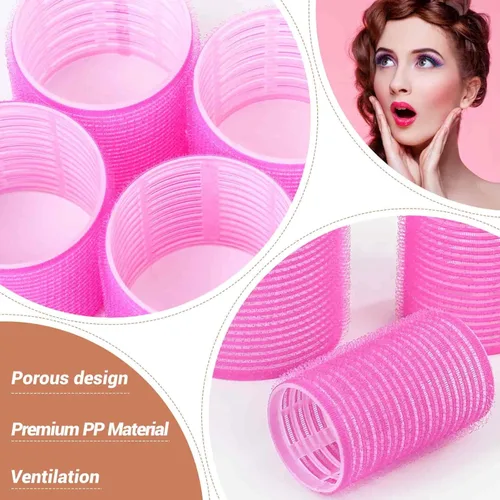 Miniatura 4 de Juego de rulos de cabello de autoagarre, 24 piezas con 3 tamaños (4 jumbo, 4 grandes, 4 medianos) y 12 clips para volumen en cabello largo, corto