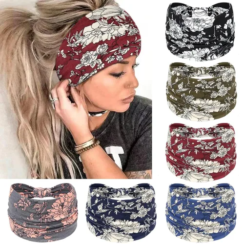 Miniatura 30 de Awumbuk Diademas anchas para mujeres anudadas antideslizantes bandas para la cabeza suaves diadema turbante accesorios para el cabello boho africano