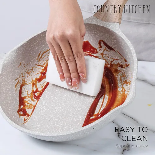 Miniatura 7 de Country Kitchen Juego de utensilios de cocina de aluminio fundido antiadherente, utensilios de cocina duraderos para cocinar todos los días, crema