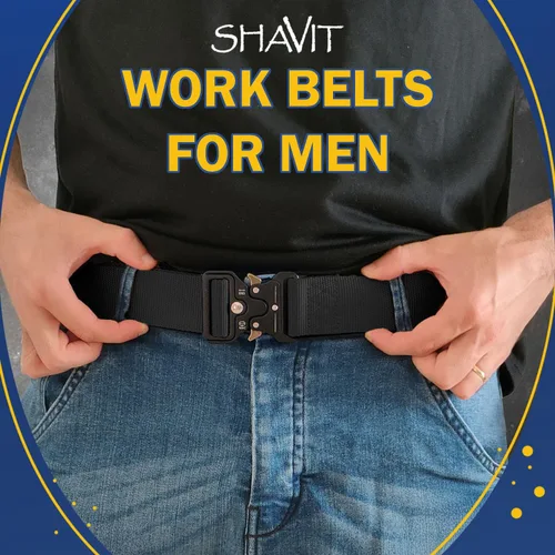 Miniatura 3 de SHAVIT Black Tactical Belt Men, Military Web Nylon Work Belts for Men With Quick Release Buckle Army Riggers Belt