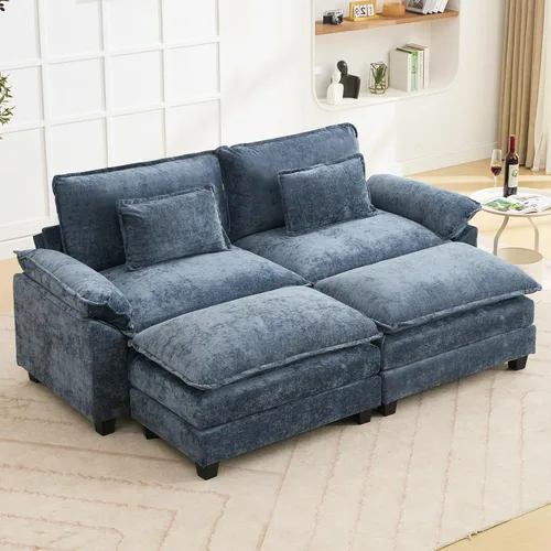Miniatura 46 de Oprisen Sofá Seccional Modular, Cómodo Cloud Couch Sofá Seccional, Sofá Cama de Chenilla con Asiento Profundo con Almohadas Decorativas para Sala