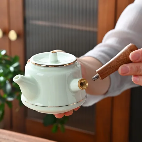 Miniatura 4 de Juego de té chino, juego de té de kung fu, juego de té chino de gongfu con 6 tazas de té, tetera con mango lateral (CebaG 6 tazas)