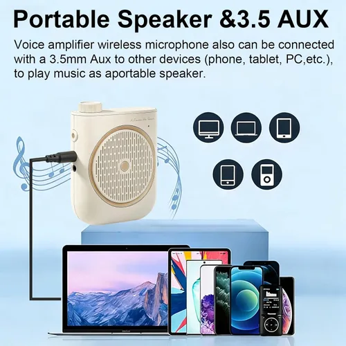 Miniatura 7 de Amplificador de voz con micrófono inalámbrico, amplificador de voz micrófono inalámbrico para profesores, mini altavoz del sistema PA, amplificador