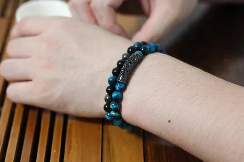 Miniatura 20 de 2Pcs Triple Protection Bracelet,Natural Tigers Eye Black Obsidian and Hematite 8 MM Beads Bracelet for Men Women Gift, Healing Crystal Bracelet