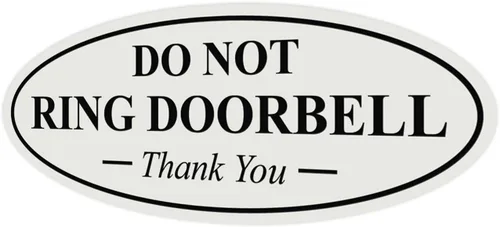 Miniatura 45 de All Quality Cartel de agradecimiento ovalado con texto en inglés «Do not Ring DOORBELL», color negro, pequeño, 1 paquete