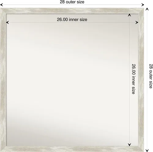 Miniatura 4 de Amanti Art Espejo de pared plateado de 28 x 28 pulgadas, espejo de baño cuadrado estrecho metálico para decoración de pared de sala de estar, marco