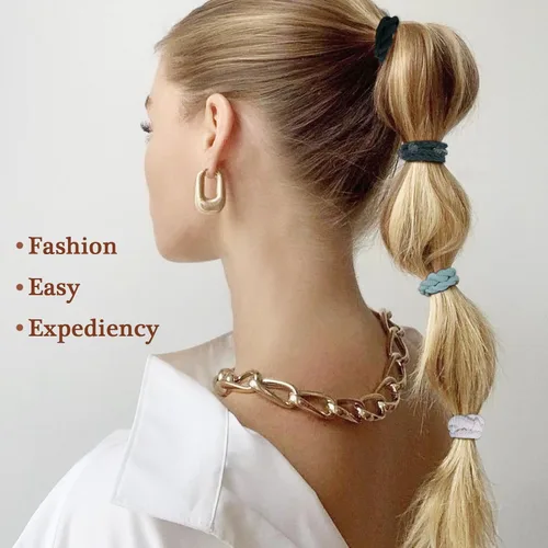 Miniatura 6 de Bandas para el cabello para mujeres y niñas, 20 pulseras bohemias para el cabello, lazos elásticos lindos para el cabello sin daños, bandas finas