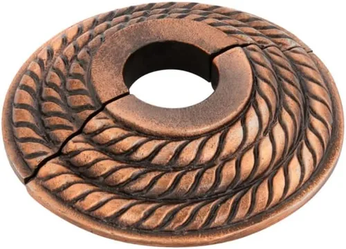 Miniatura 40 de Renovators Supply Manufacturing Placa de escudo de 3,13 pulgadas OD Escutcheon 1/2 en IPS Acabado de cobre antiguo Brida de radiador de aluminio