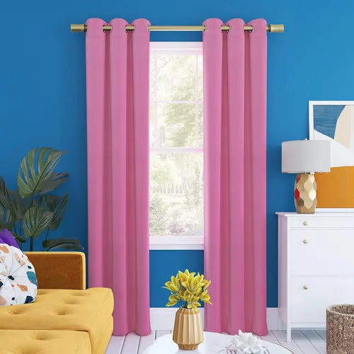 Miniatura 14 de Sun Zero Halton Bright Vibes Panel de Cortina Opaca Total con Ojales, 40" x 63", Azul Clásico