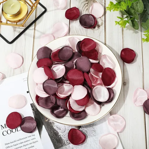 Miniatura 4 de Whaline 400 pétalos de rosa de seda, pétalos de flores artificiales dispersos para el día de San Valentín, despedida de soltera, noche romántica