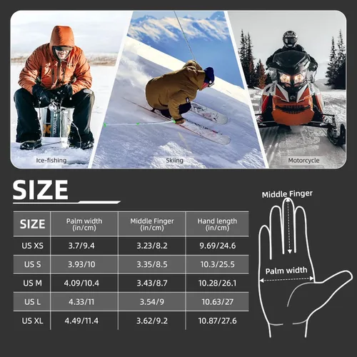 Miniatura 6 de ROCKBROS Guantes térmicos de invierno para ciclismo con pantalla táctil, para hombres y mujeres, resistentes al viento, esquí, nieve