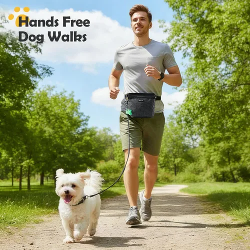 Miniatura 7 de AGPTEK Bolsa magnética para pasear perros con bolsa de aperitivos extraíble y dividida, paquete de cintura resistente al agua con dispensador