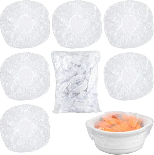 Miniatura 8 de DYM - 90 fundas elásticas reutilizables para tazones, cubiertas elásticas de plástico PE elástico para almacenamiento de alimentos, cubiertas