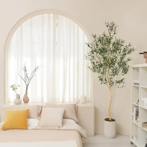 Miniatura 6 de Realead - Árbol de olivo artificial grande de 8 pies de alto - Árbol de olivo realista de seda grande artificial para interiores - Árboles de olivo