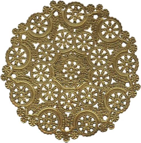 Royal Lace Productos de papel de alta calidad, tapetes de papel redondos de encaje de medallón, 10 pulgadas, lámina dorada, paquete de 8