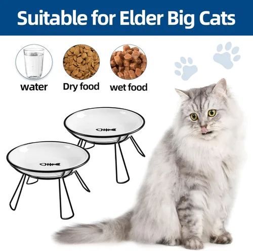 Miniatura 3 de Cuencos para gatos, cuenco elevado, plato de cerámica elevado con soporte de metal, estación de alimentación de agua o comida para mascotas