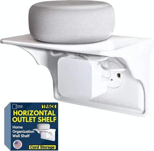 Miniatura 17 de Estante de Enchufes Doble de Pared Power Perch con Correa de Almacenamiento de Cables - Organiza y Recupera Espacio en el Baño - Soporte para Alexa