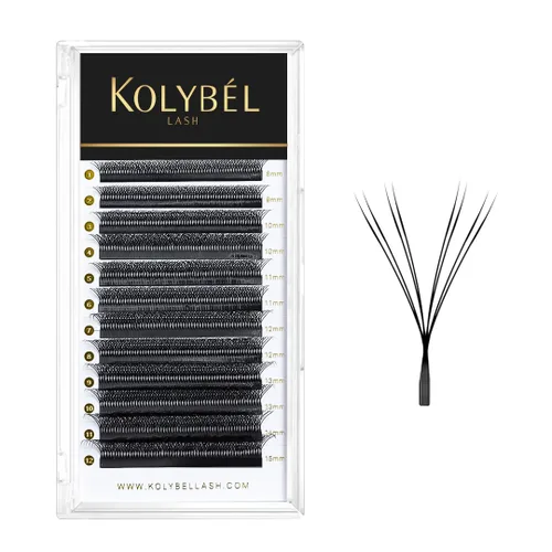 Miniatura 16 de KOLYBEL Extensión de pestañas W con floración automática, volumen 4D, pestañas postizas en abanico 0.07 C/D, rizo de visón sintético, color negro