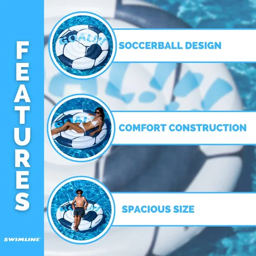Miniatura 4 de Swimline Flotador Inflable Montable para Piscina con Balón de Fútbol Azul/Blanco, 60" Deportes (Fútbol)