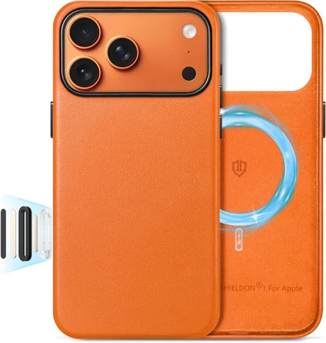 Miniatura 21 de SHIELDON Funda de cuero genuino para iPhone 17 Pro Max de 6.9 pulgadas 2025, [botón de la cámara actualizado], compatible con Magsafe, carga Azul
