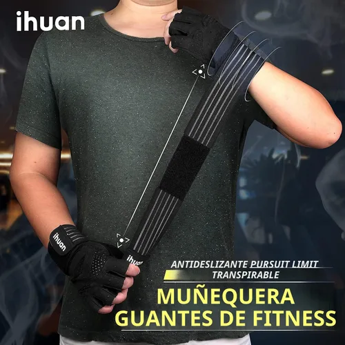 Miniatura 5 de ihuan - Guantes de entrenamiento con ventilación, unisex, protección completa de la palma de la mano; para levantamiento de pesas, entrenamiento