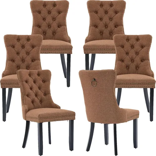 Miniatura 21 de Sillas de Comedor Juego de 4 sillas de comedor tapizadas de lino, sillas de comedor modernas de mediados de siglo, sillas de cocina y comedor