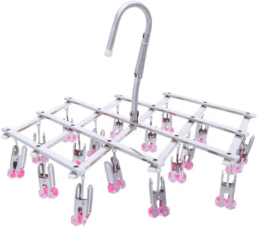 Miniatura 5 de Percha de secado, colgador de secado colgante, colgador de goteo de acero inoxidable con 18 clavijas para ropa interior, calcetines, brasier, quitar