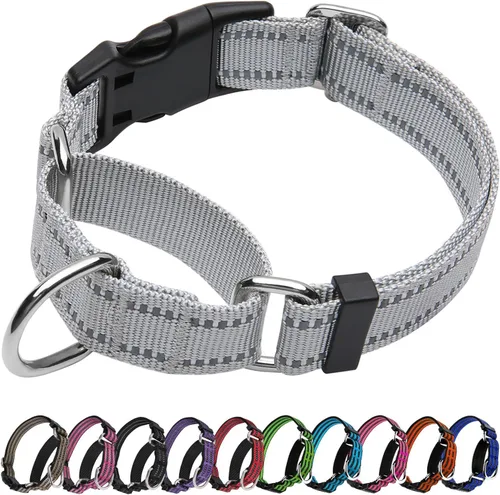 Miniatura 8 de Martingale - Collar para perro, collar reflectante ajustable de nailon con hebilla de liberación rápida (rosa intenso, talla L)