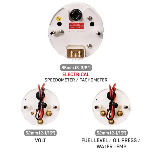 Miniatura 4 de RACETECH Clásico Juego de 6 Calibradores - 85mm 3-3/8" Velocímetro GPS Tachómetro Eléctrico - 52mm 2-1/16" Voltaje Nivel de Combustible Temperatura
