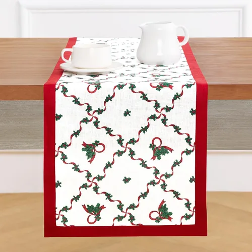 Miniatura 17 de Solino Home Camino de mesa con estampado floral rosa de 36 pulgadas, camino de mesa de lino 100% puro de 14 x 36 pulgadas para primavera, verano