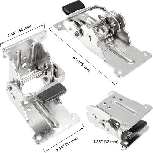 Miniatura 2 de Paquete de 8 soportes de soporte plegables de 0-90-180 grados, soportes de patas de mesa con bisagras autobloqueantes con tornillos de montaje