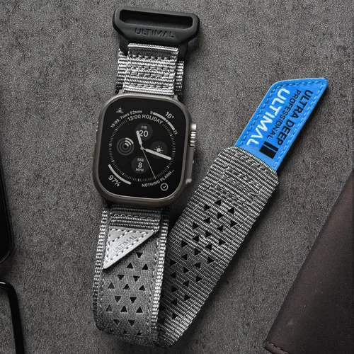 Miniatura 5 de ULTIMAL Compatible con Apple Watch Series 3/2/1 11/10/9/8/7/6/5/4/SE/SE2/SE3, Correa de nailón con bandera de estrellas y rayas tejida para hombres