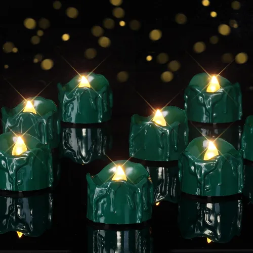 Miniatura 12 de Homemory 12Pcs Dripping Flameless LED Tea Lights, 1.58" x 1.2" Battery Operated Flickering Fake Candles, 200+ Hours Electric Votive Tealights for