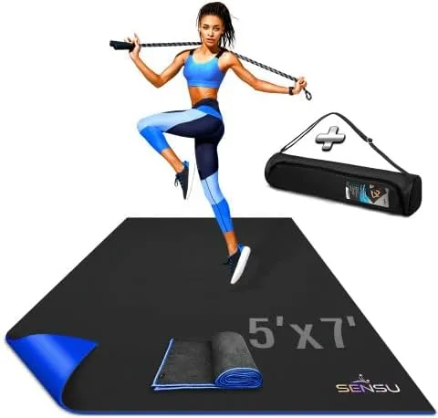 Sensu Large Exercise Mat – Extra Thick Non-Slip Workout Mat for Home Gym, Durable Shoe-Friendly Fitness Mat for Strength Training, Stretching,