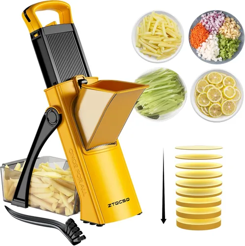 Miniatura 10 de (Todo en 1) Versión mejorada Cortadora de mandolina para cocina y mandolina ajustable. Cuchilla desmontable, cortador de verduras de cocina, corte