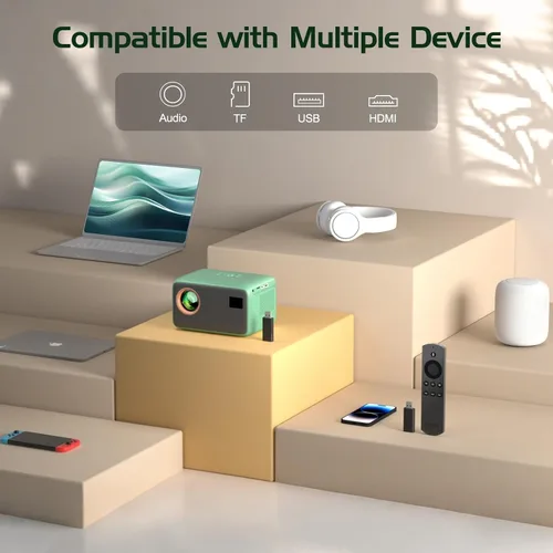 Miniatura 6 de Mini proyector con WiFi y Bluetooth, proyector portátil Full HD 1080P compatible con 4K, enfoque eléctrico y proyector Keystone automático