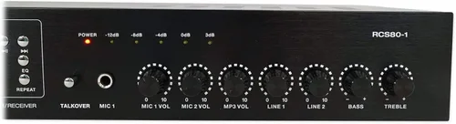 Miniatura 5 de Rockville RCS80-1 60 vatios 70V/100V amplificador comercial/receptor Bluetooth 5.0, compatible con altavoces de 4/8/16 ohmios, USB/SD/FM/RCA/Mic