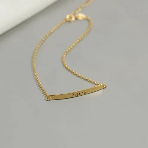 Miniatura 3 de MRENITE Pulsera de barra personalizada de oro de 10 quilates, 14 quilates y 18 quilates, pulsera de corazón con inicial para mujer, grabado