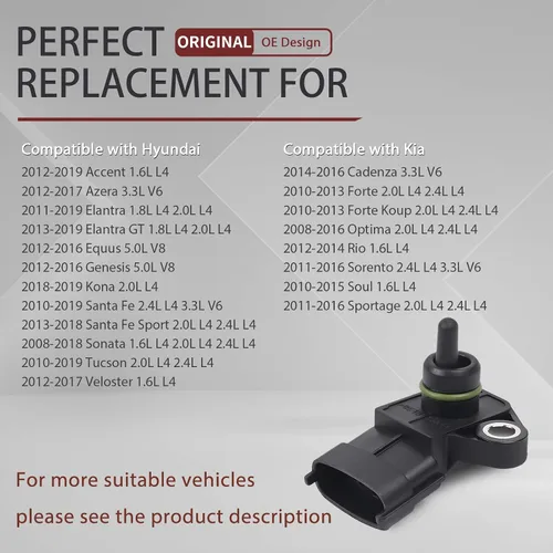 Miniatura 3 de OTUAYAUTO Sensor de presión absoluta del colector MAP - Reemplazo para Hyundai Accent 2012-2019, Tucson 2010-2019, Sonata 2008-2018, Elantra