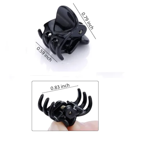 Miniatura 2 de JANYUN 48 piezas de mini pinzas para el pelo negras, pequeñas pinzas para el pelo de plástico para mujeres y niñas con cabello fino, pinzas