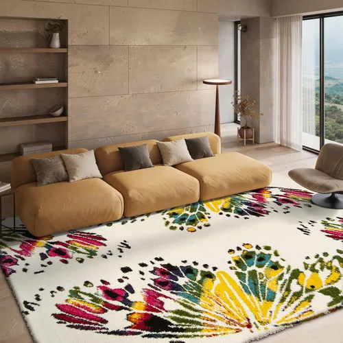 Miniatura 8 de SAFAVIEH Fiesta Shag Collection - Alfombra para pasillo, 2 pies 3 pulgadas x 8 pies, color negro y amarillo, diseño moderno, no desprende pelusa