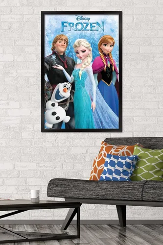 Miniatura 2 de 24 x 36 pulgadas de Disney Frozen - Póster de pared grupal, 36 pulgadas de largo x 24 pulgadas de ancho, versión enmarcada en negro