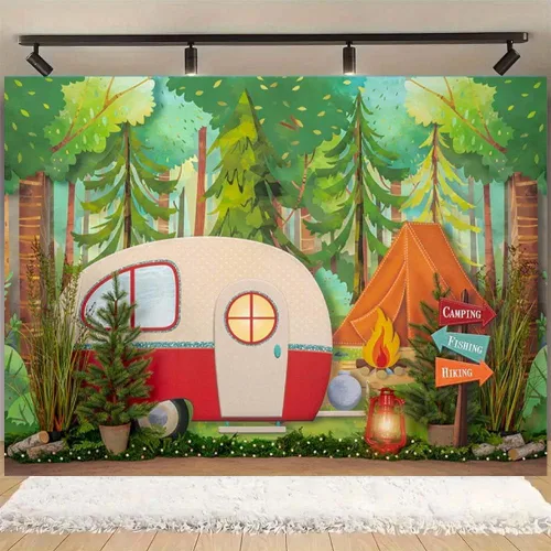 Fondos de fotos de campamento para niños, cumpleaños, estudio fotográfico, fondos de primavera, parque, flores de baby shower, decoración de fiesta