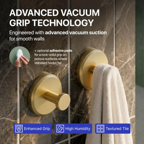 Miniatura 2 de HOME SO Ganchos con ventosa para toallas de ducha y baño, paquete de 2 – Ganchos de ventosa para colgar toallas, batas y abrigos – azulejos, puerta