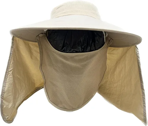 Miniatura 2 de Mrlahat Visera ancha para pesca al aire libre, gorra de pesca con solapa larga para orejas y cuello, unisex Beige