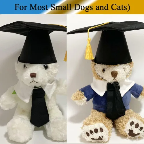 Miniatura 6 de Gorra y bata para perro, gorras de graduación para mascotas con cuello de corbata, accesorios de disfraz para perros y gatos