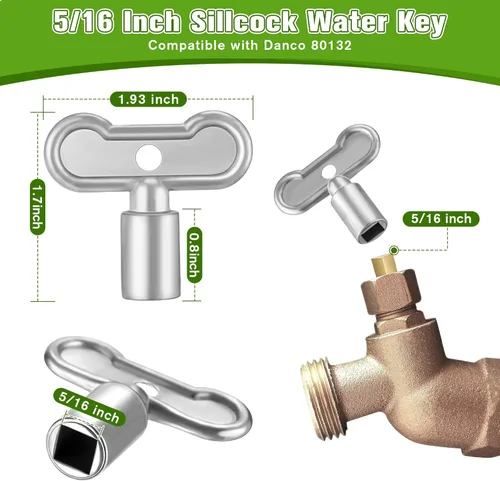 Miniatura 2 de Enhon - Llave de agua de paso de 5/16 pulgadas compatible con Danco 80132, llave de espiga de agua, mango de grifo exterior de broca cuadrada se